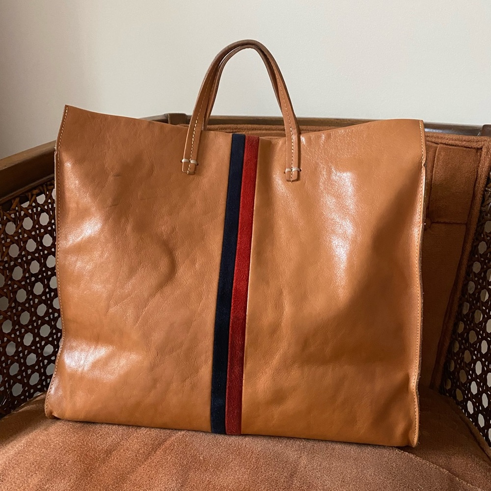 Clare V simple tote in leather stripe